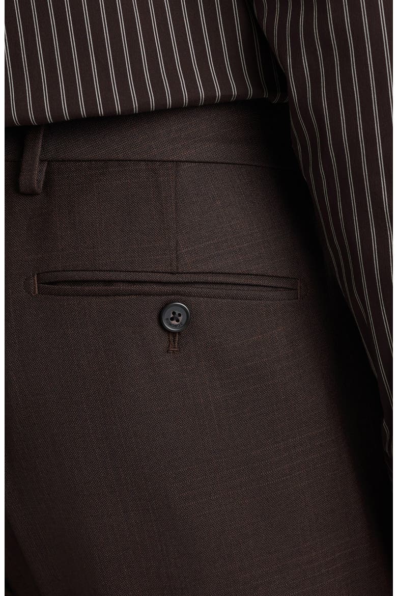 Weekday Warrior Slim Fit Flat Front Stretch Wool Dress Pants, Alternate, color, CHOCOLATE BROWN WINDOWPANE