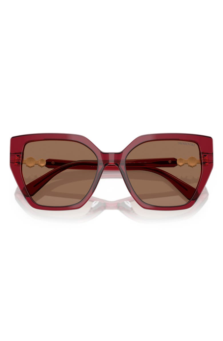 Swarovski Constella 56mm Polarized Irregular Sunglasses, Alternate, color, Dark Brown