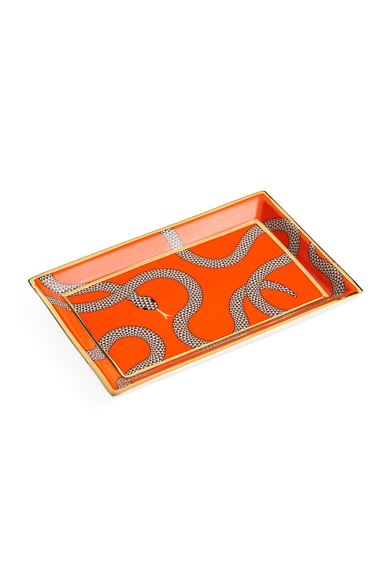 Eden Rectangular Decorative Tray, Alternate, color, Poppy Orange / Gold