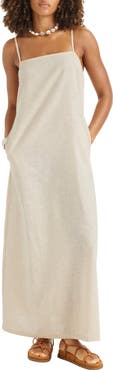Vitamin A® Rhea Organic Cotton & Linen Blend Cover-Up Maxi Sundress