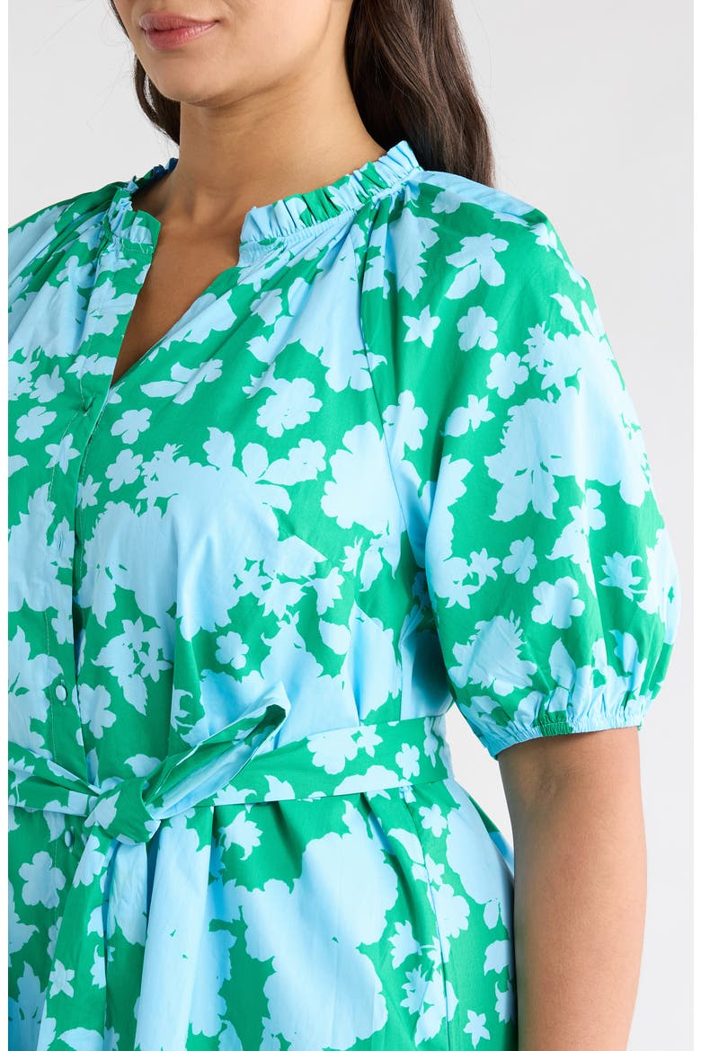 Riona Floral Wynette Tiered Midi Dress, Alternate, color, BLUE-KELLY