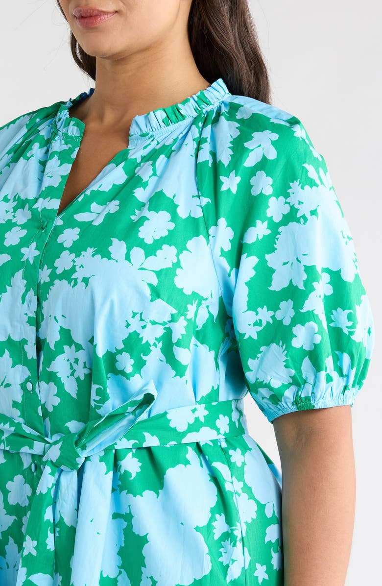 SUGARLIPS Riona Floral Wynette Tiered Midi Dress, Alternate, color, Blue-Kelly