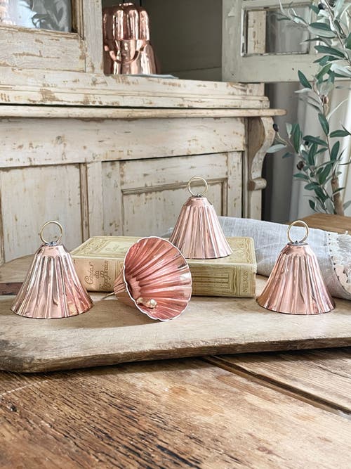 Coppermill Kitchen Vintage Inspired Copper Bell Ornaments In Copper