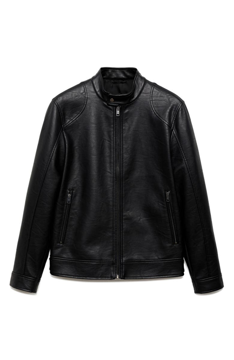MANGO Faux Leather Zip Jacket, Alternate, color, 