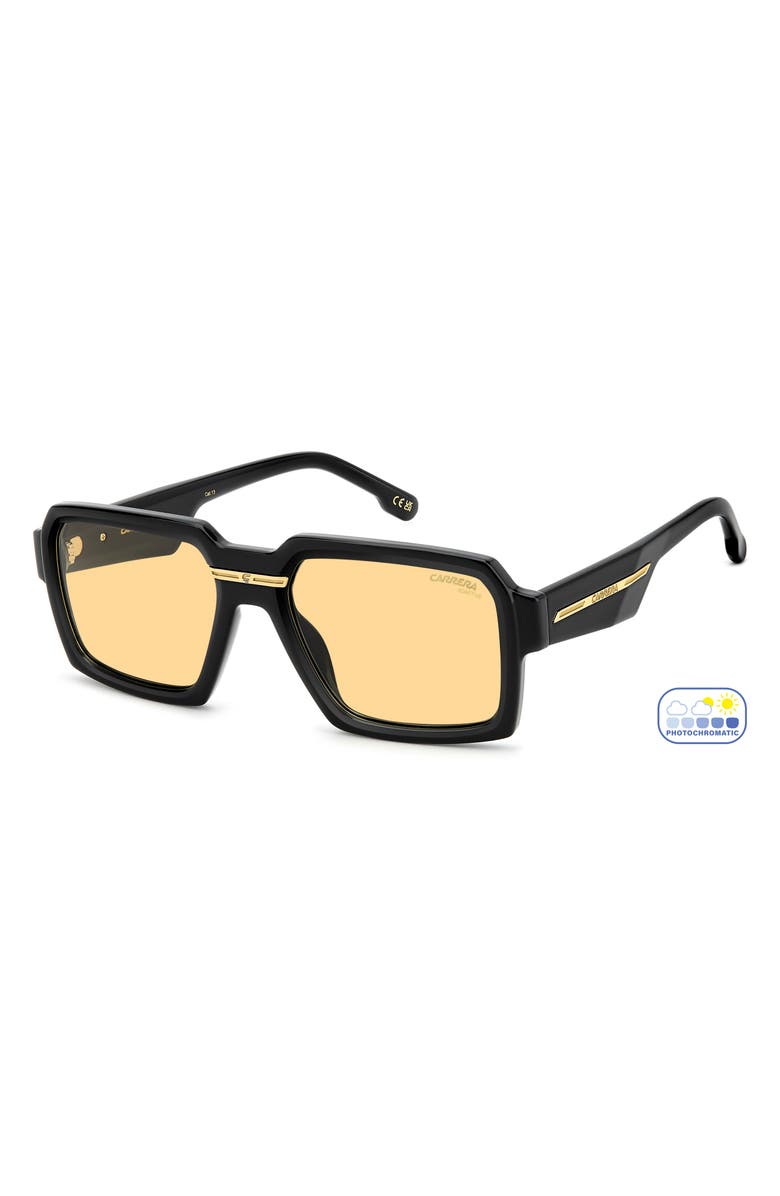 Carrera Eyewear Victory C 55mm Rectangular Sunglasses, Alternate, color, Black/ Yellow Photochromatic