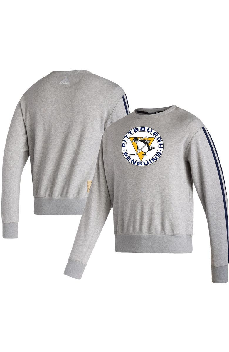 adidas Men's adidas Heathered Gray Pittsburgh Penguins Team Classics Vintage Pullover Sweatshirt, Alternate, color,