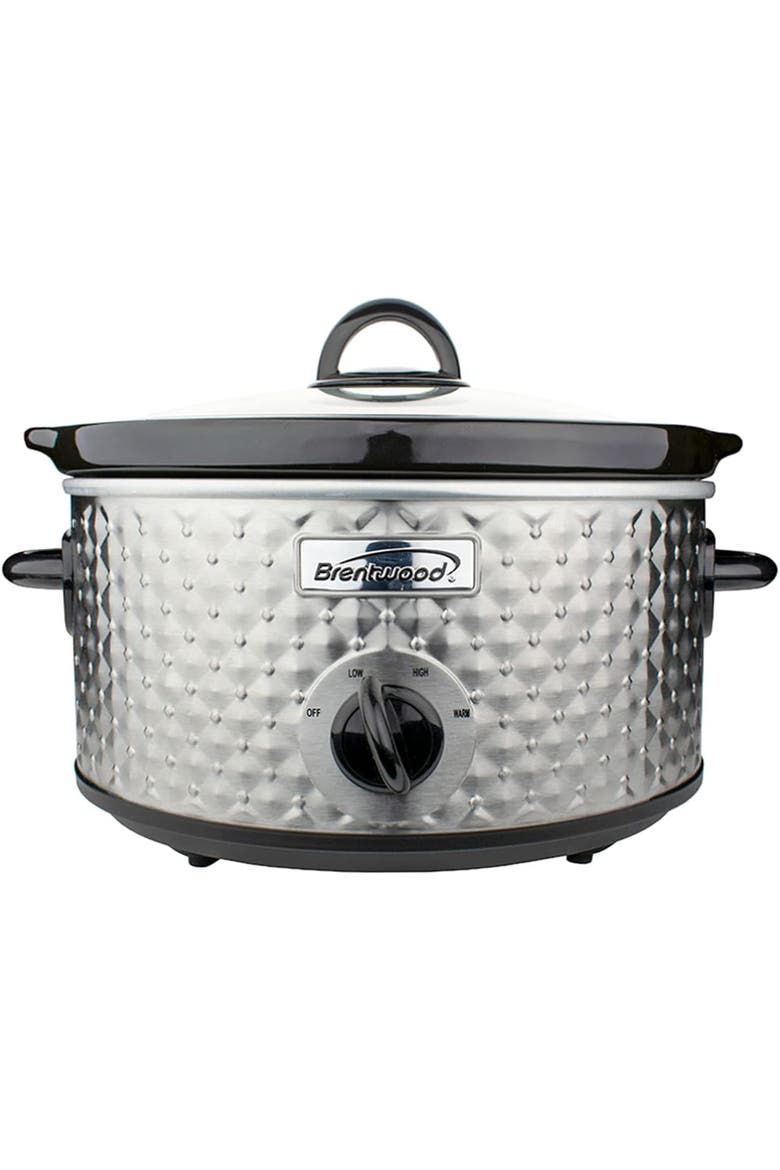 3.5QT Diamond Pattern Slow Cooker, Main, color, White