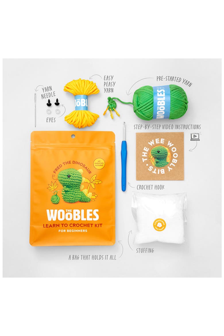 Dinosaur Crochet Kit, Alternate, color, GREEN