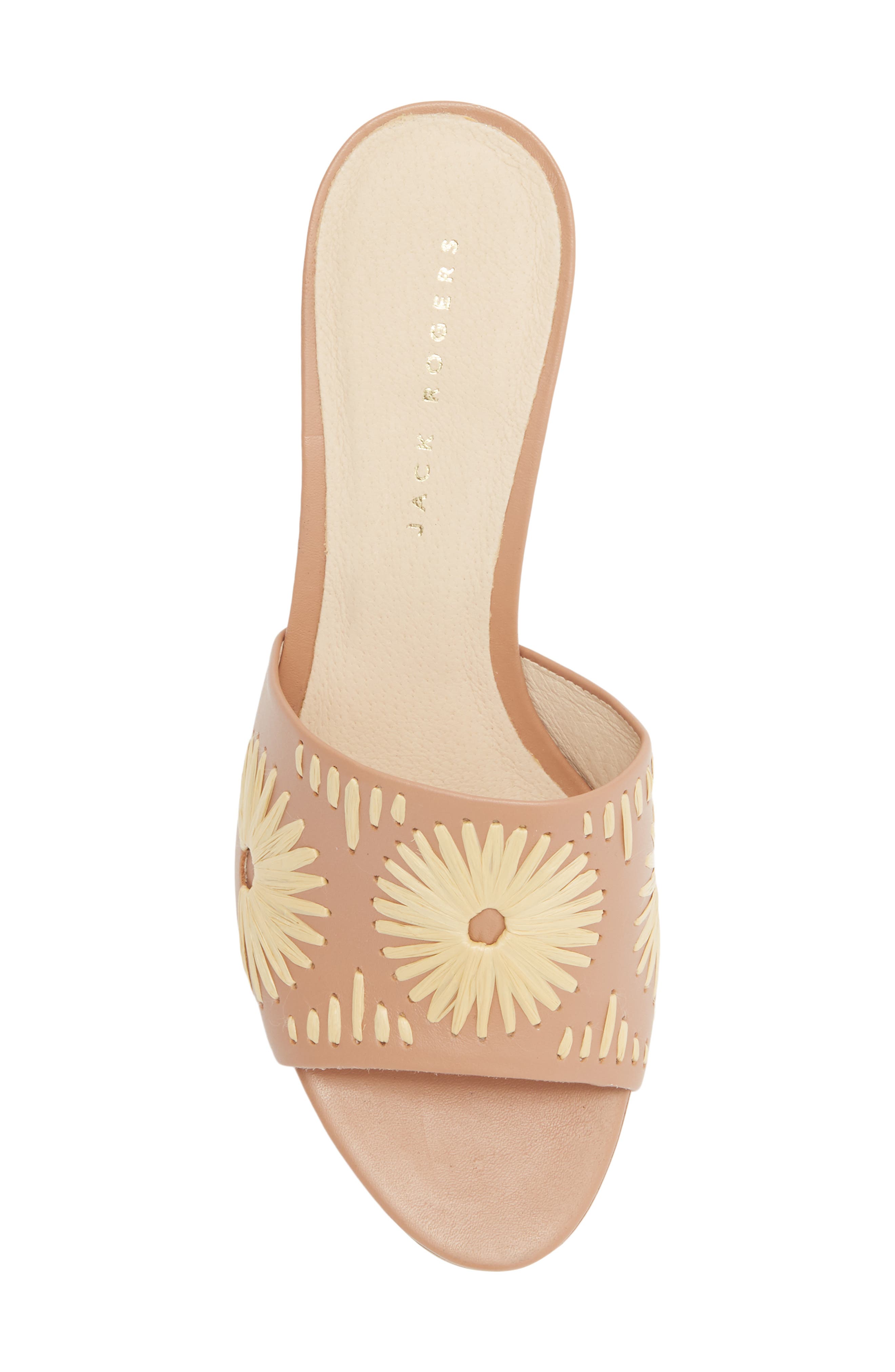 Jack Rogers Susie Raffia Stitched Slide Sandal, Alternate, color, Caf Au Lait/ Natural