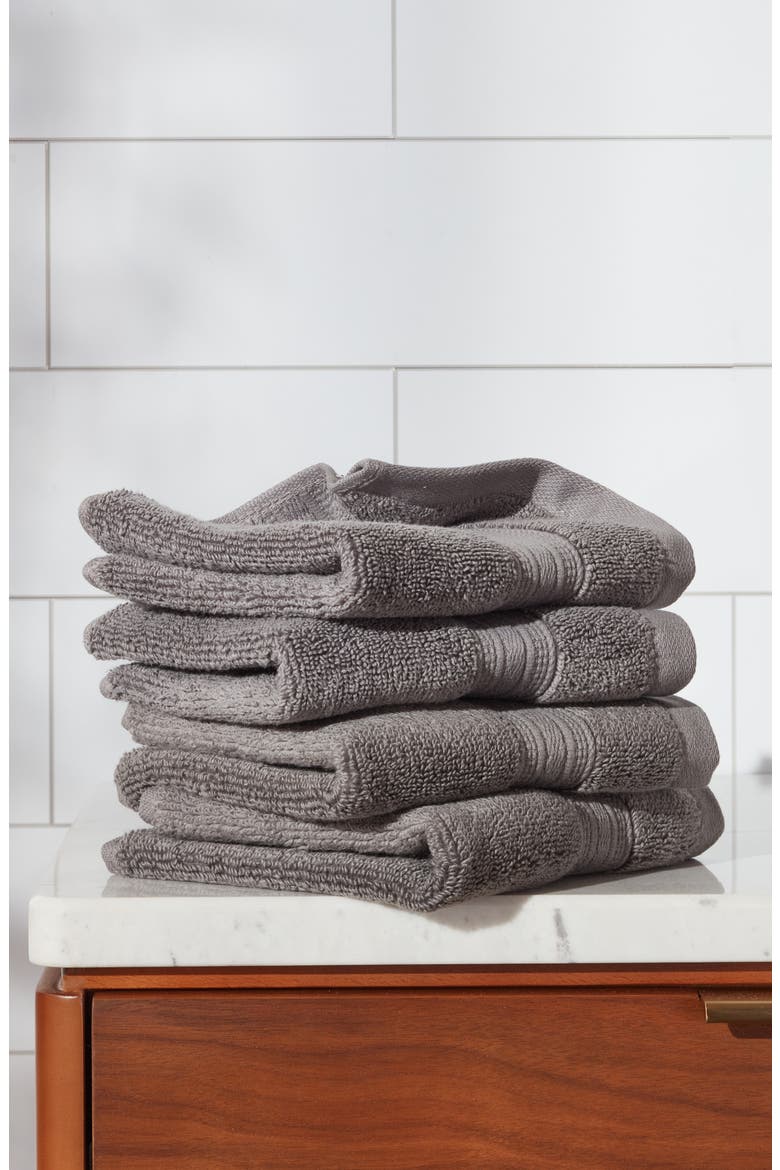 4-Pack Cotton Wash Towels, Alternate, color, GREY PEARL