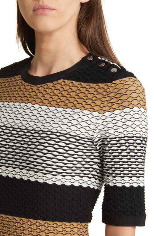 Hugo Boss Structured-stripe Dress In Stretch-cotton Jersey