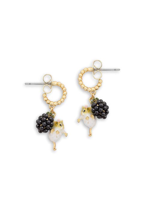 Blackberry Mouse Beaded Hoop
