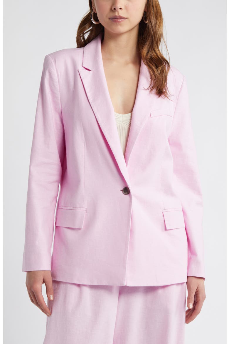 Linen Blend Blazer, Alternate, color, PINK PIROUETTE