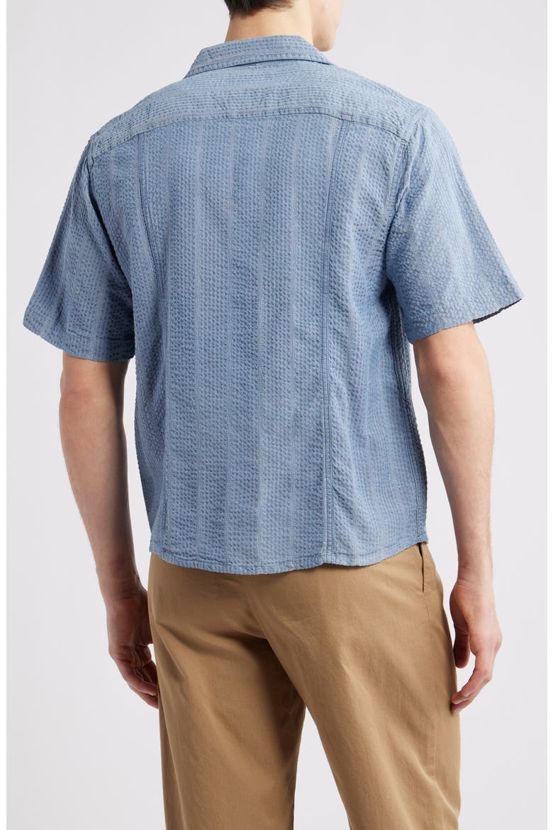 Stripe Seersucker Camp Shirt, Alternate, color, INDIGO