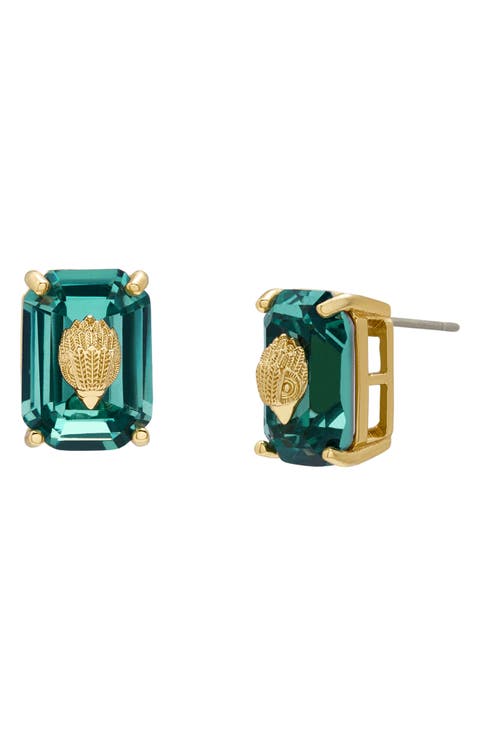 Emerald Cut Crystal Eagle's Head Stud Earrings