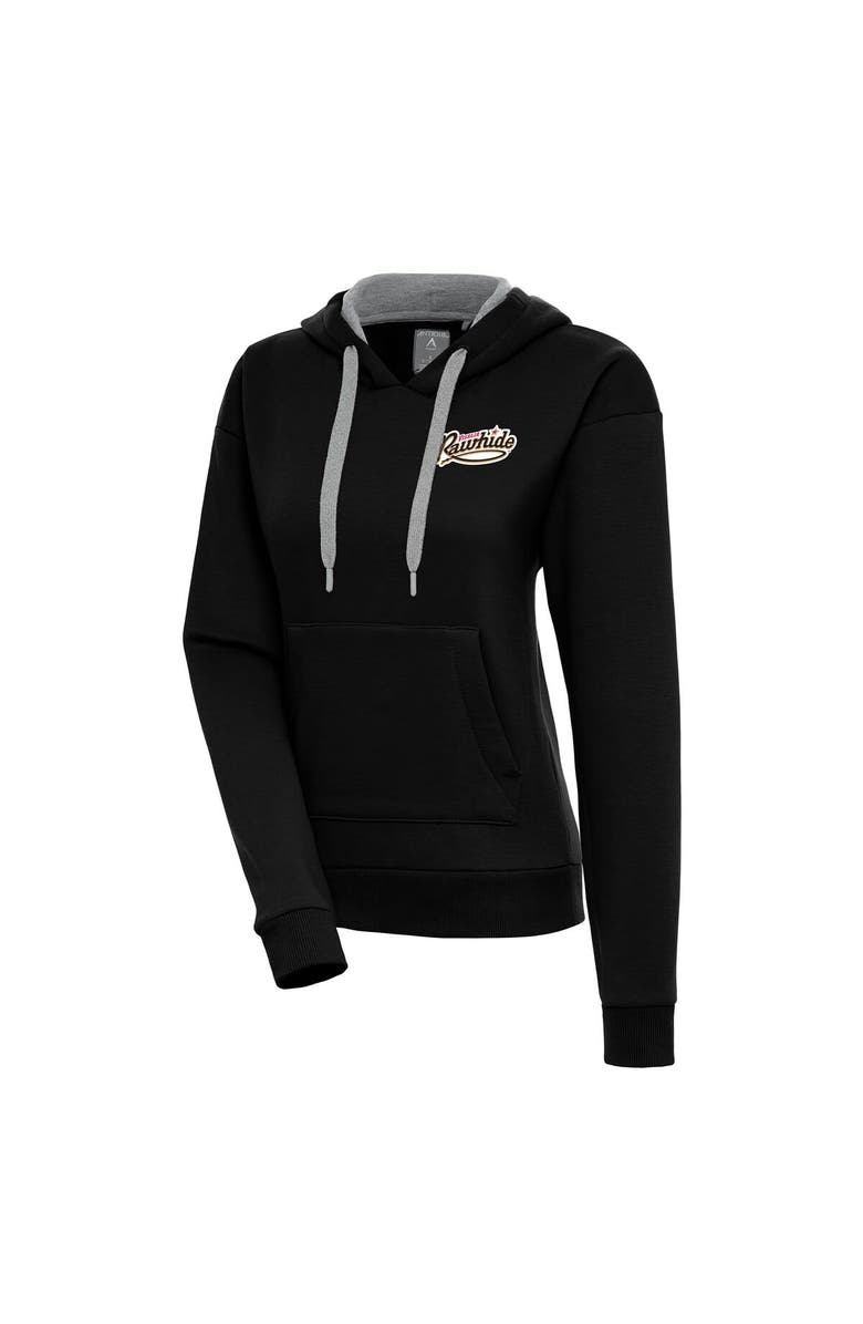 ANTIGUA Women's Antigua Black Visalia Rawhide Victory Pullover Hoodie, Main, color,
