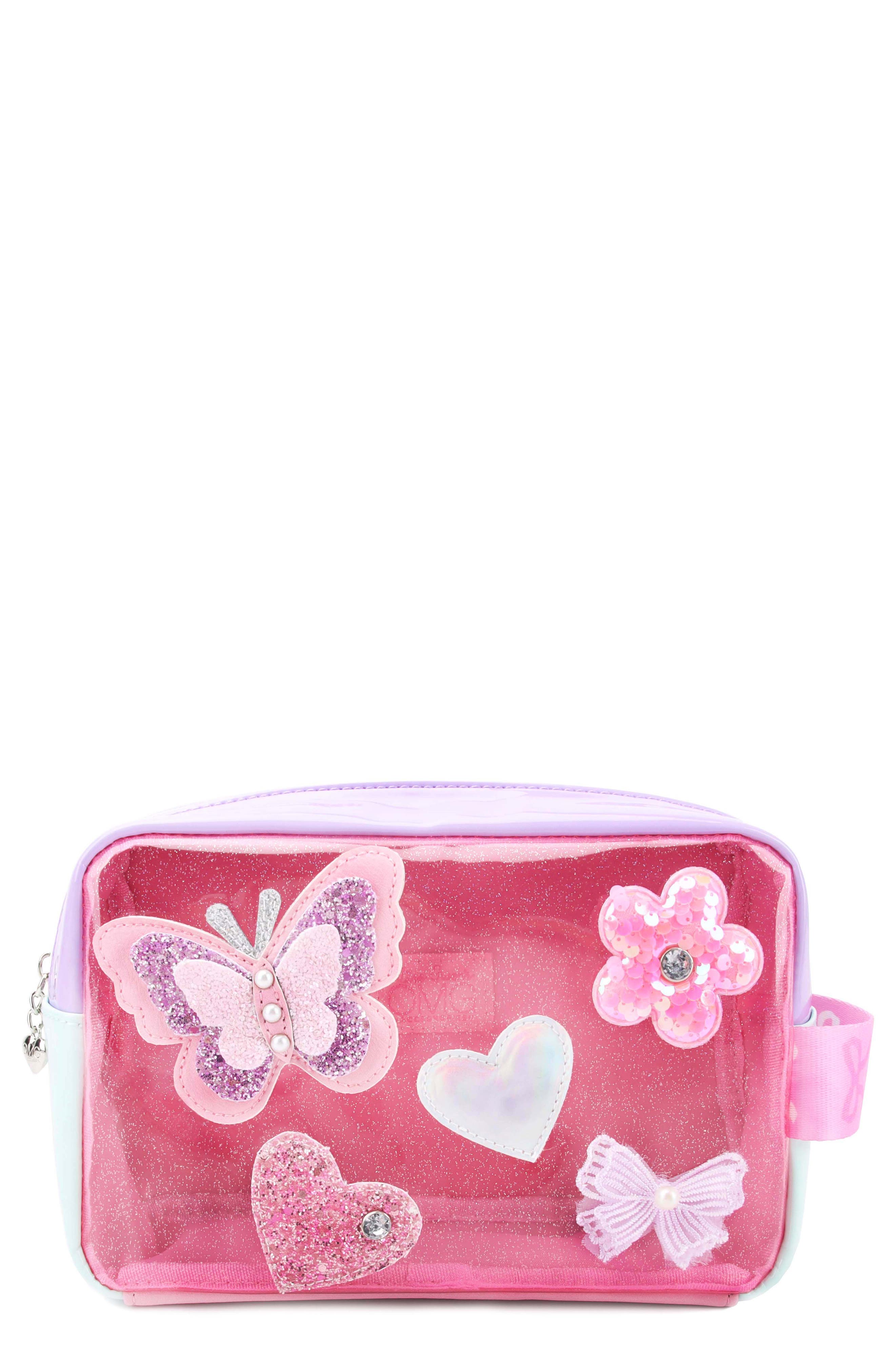 OMG Accessories Kids' Buterfly Embellished Cosmetics Bag, Main, color, Pink Multi