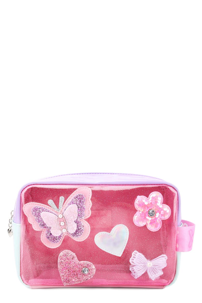 Kids' Buterfly Embellished Cosmetics Bag, Main, color, PINK MULTI