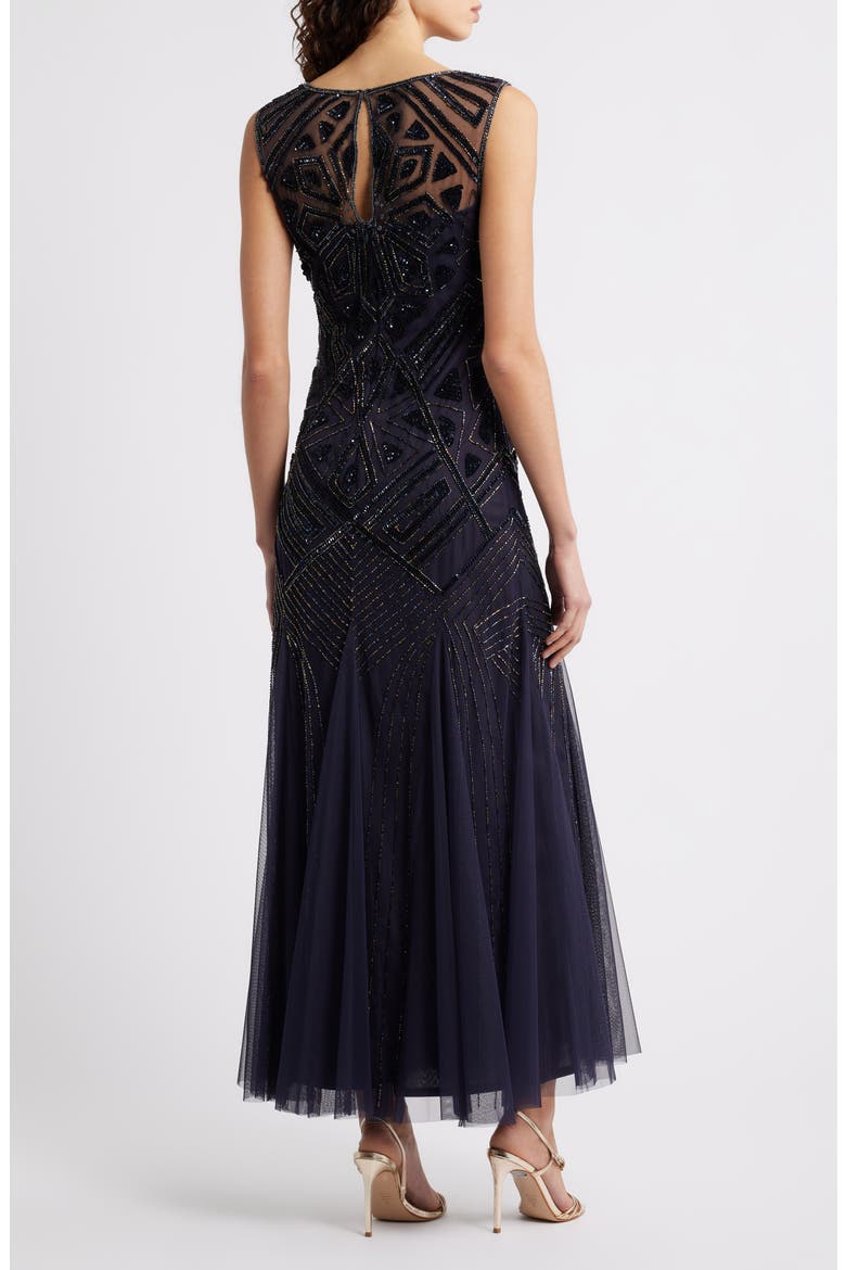 Geometric Beaded Sleeveless Gown, Alternate, color, PLUM 502