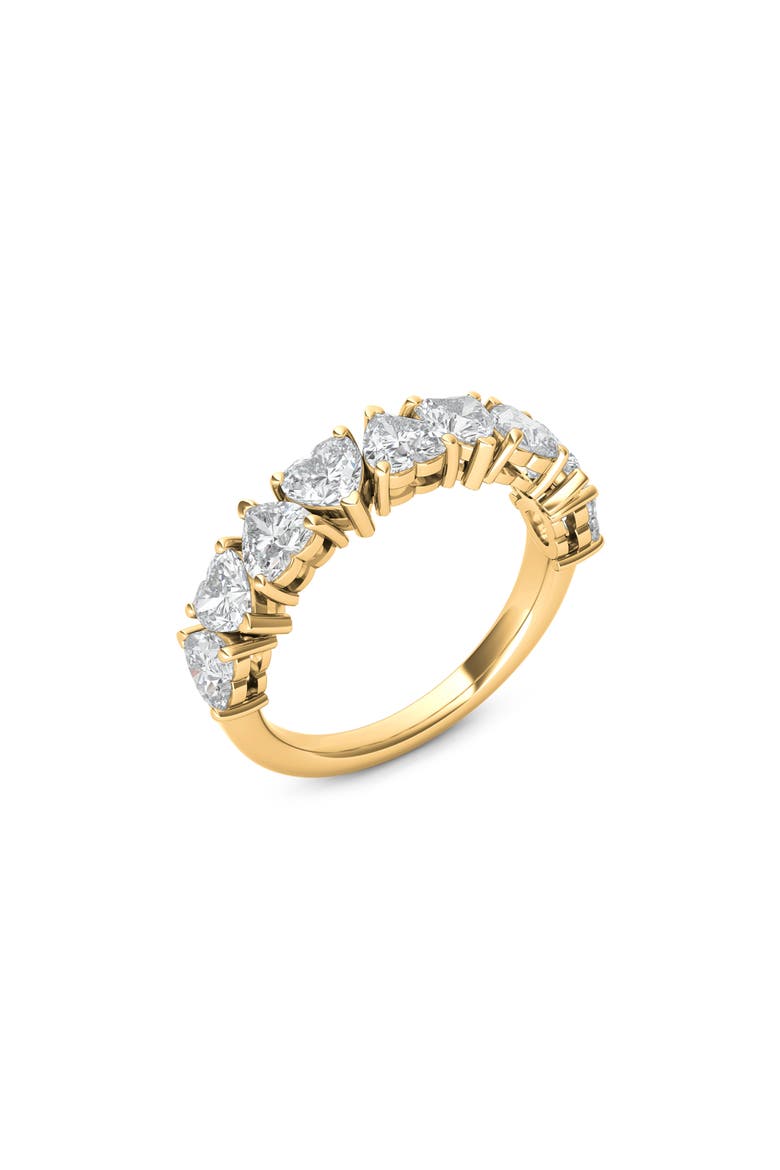 Alternating Hearts Lab Created Diamond Half Eternity Ring, Main, color, YELLOW GOLD