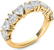 HauteCarat Alternating Hearts Lab Created Diamond Half Eternity Ring
