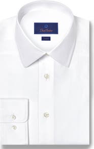David Donahue Trim Fit Cotton & Silk Dress Shirt