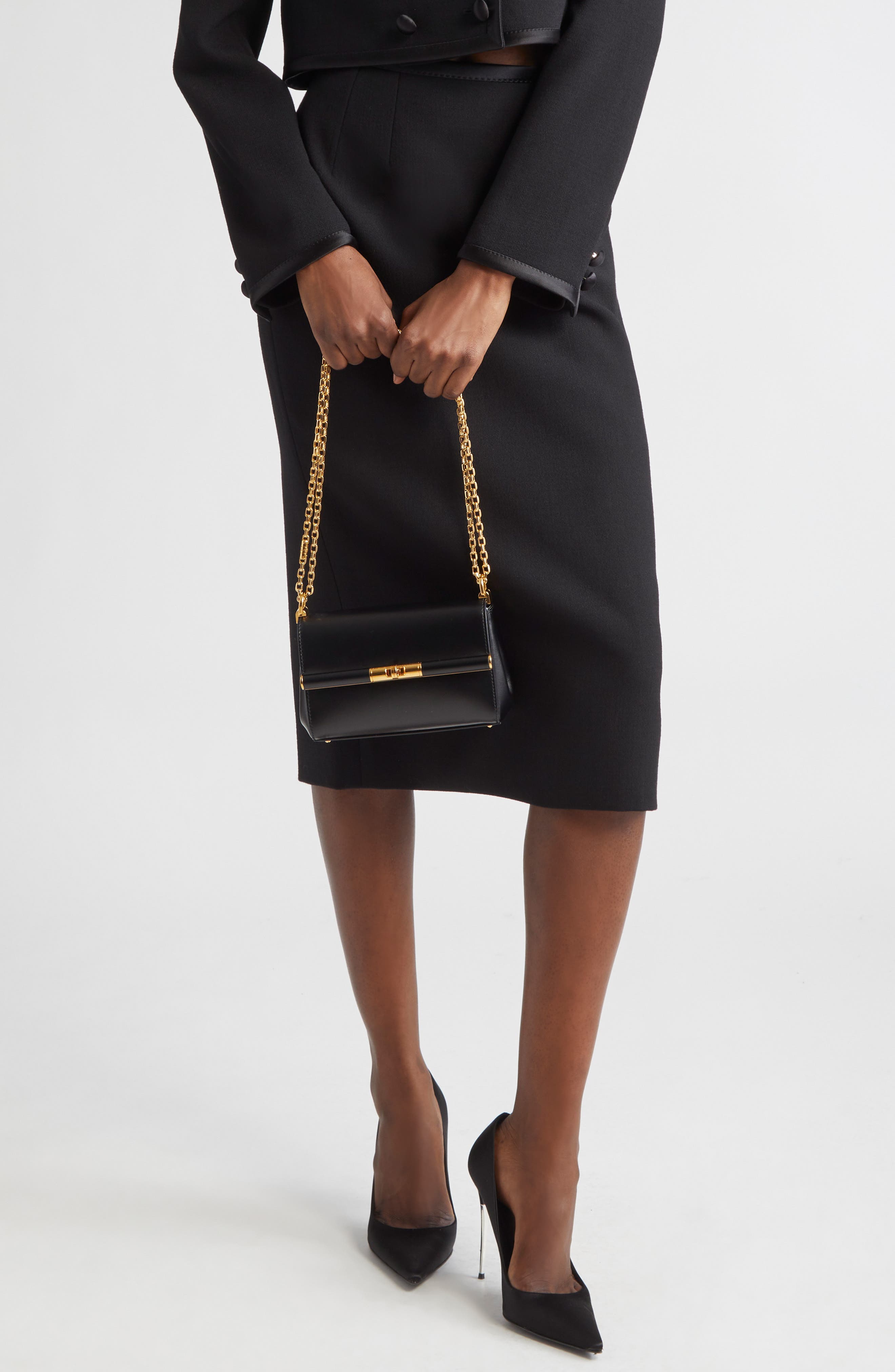 Dolce&Gabbana Marlene Chain Strap Shoulder Bag, Alternate, color, Nero