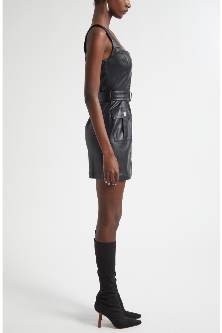 Midy Faux Leather Button Sleeveless Dress, Alternate, color, BLACK