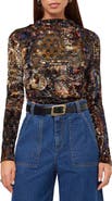 FIFTEEN TWENTY Khami Velvet Burnout Mock Neck Top