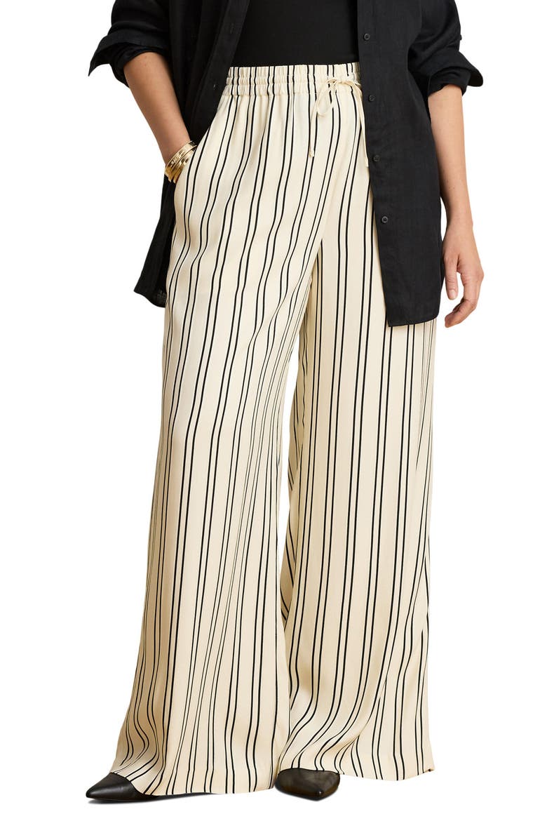 Striped Jacquard Wide-Leg Pants, Alternate, color, WINTER CREAM IVORY