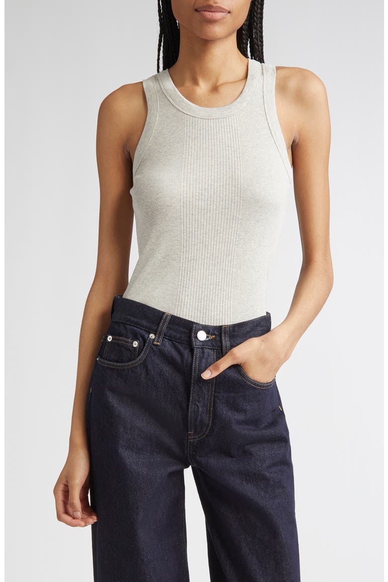 Limba Mercerized Cotton Rib Tank, Main, color, GREY MELANGE