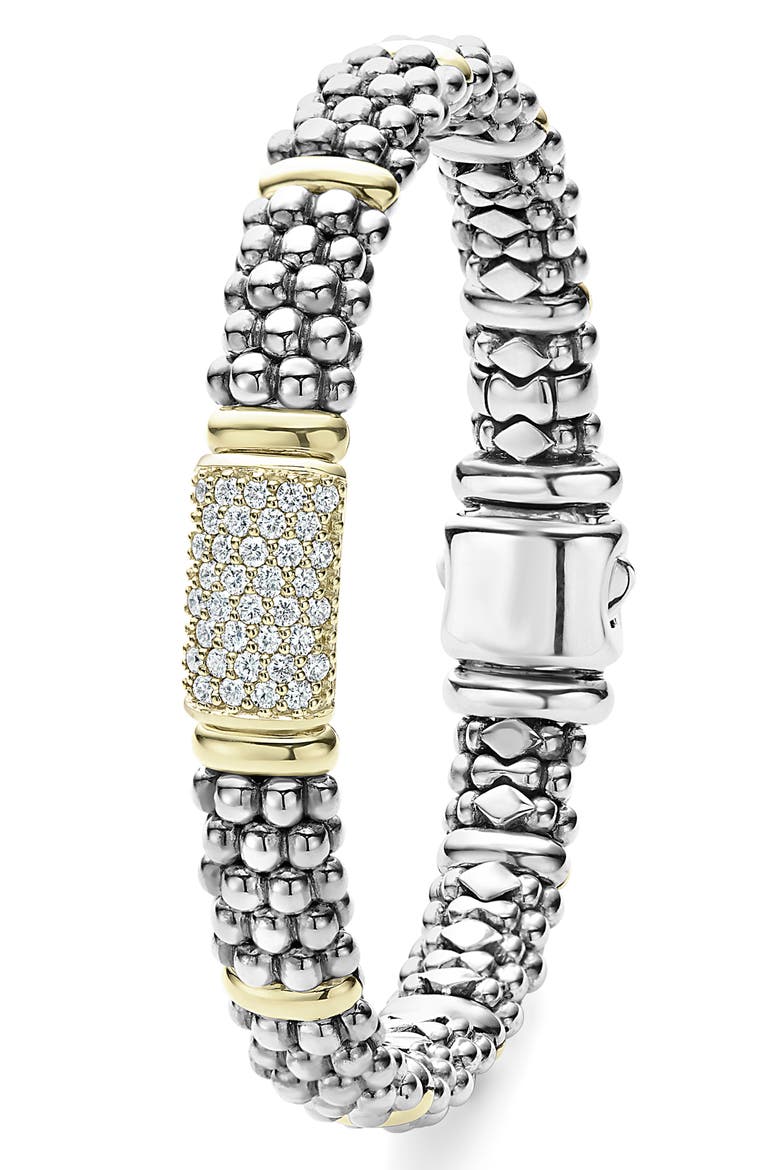 Signature Caviar Pavé Diamond Bracelet, Alternate, color, SILVER/GOLD