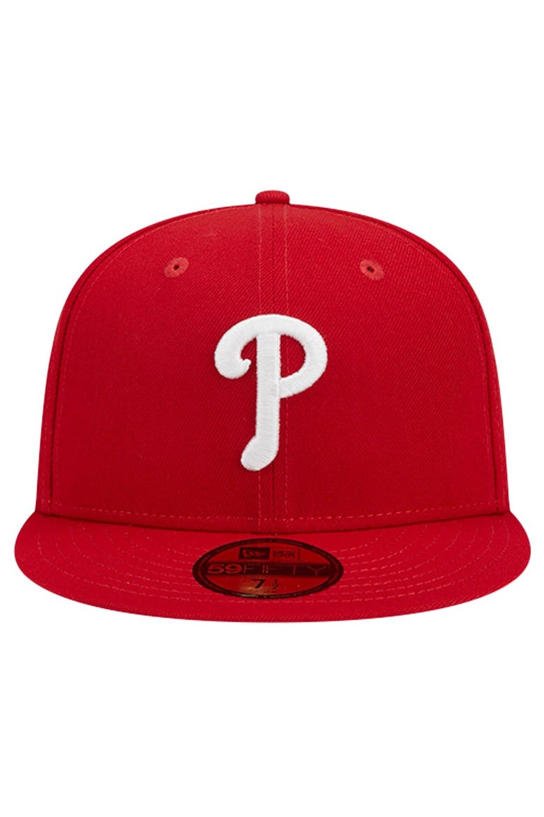 Men's New Era Red Philadelphia Phillies Logo 59FIFTY Fitted Hat, Alternate, color, Red