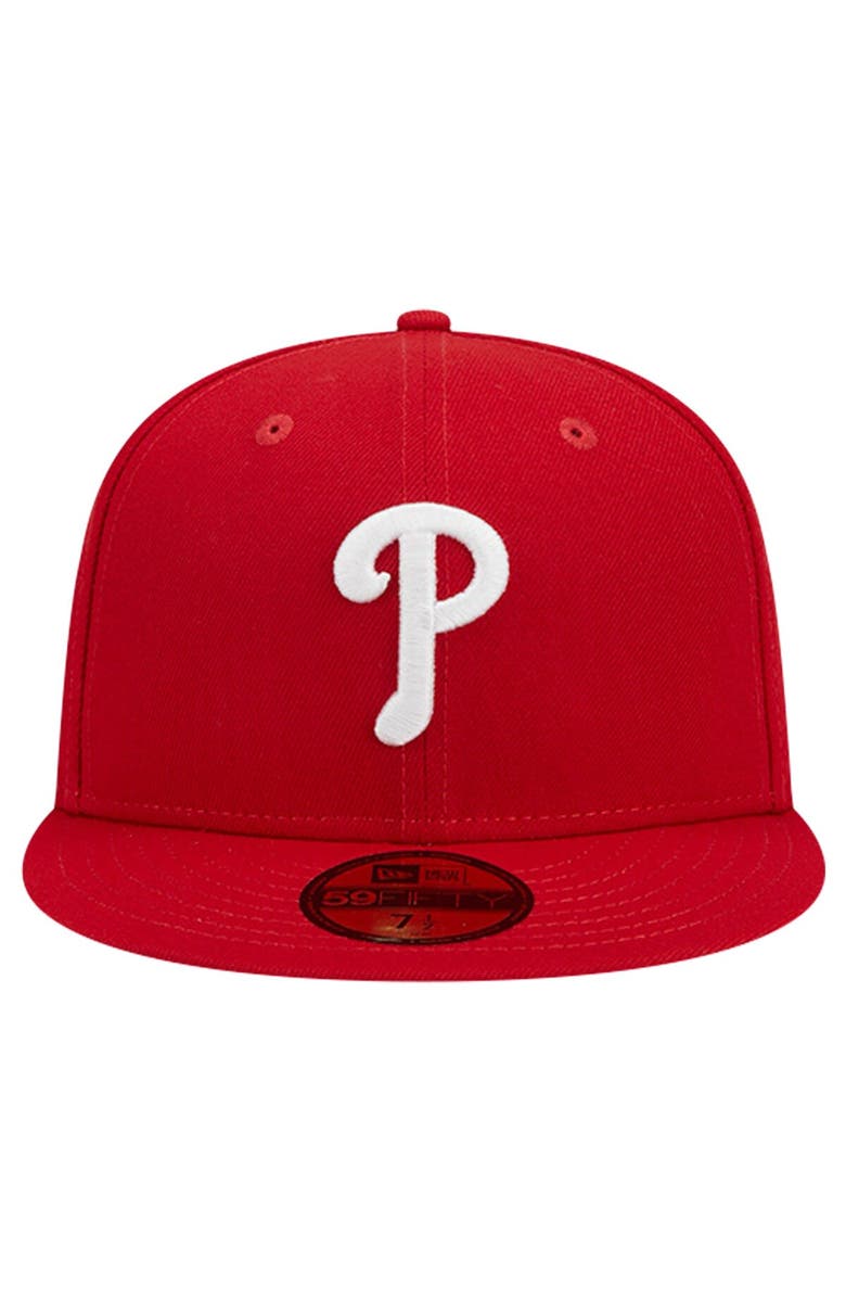 New Era Men's New Era Red Philadelphia Phillies Logo 59FIFTY Fitted Hat, Alternate, color, 