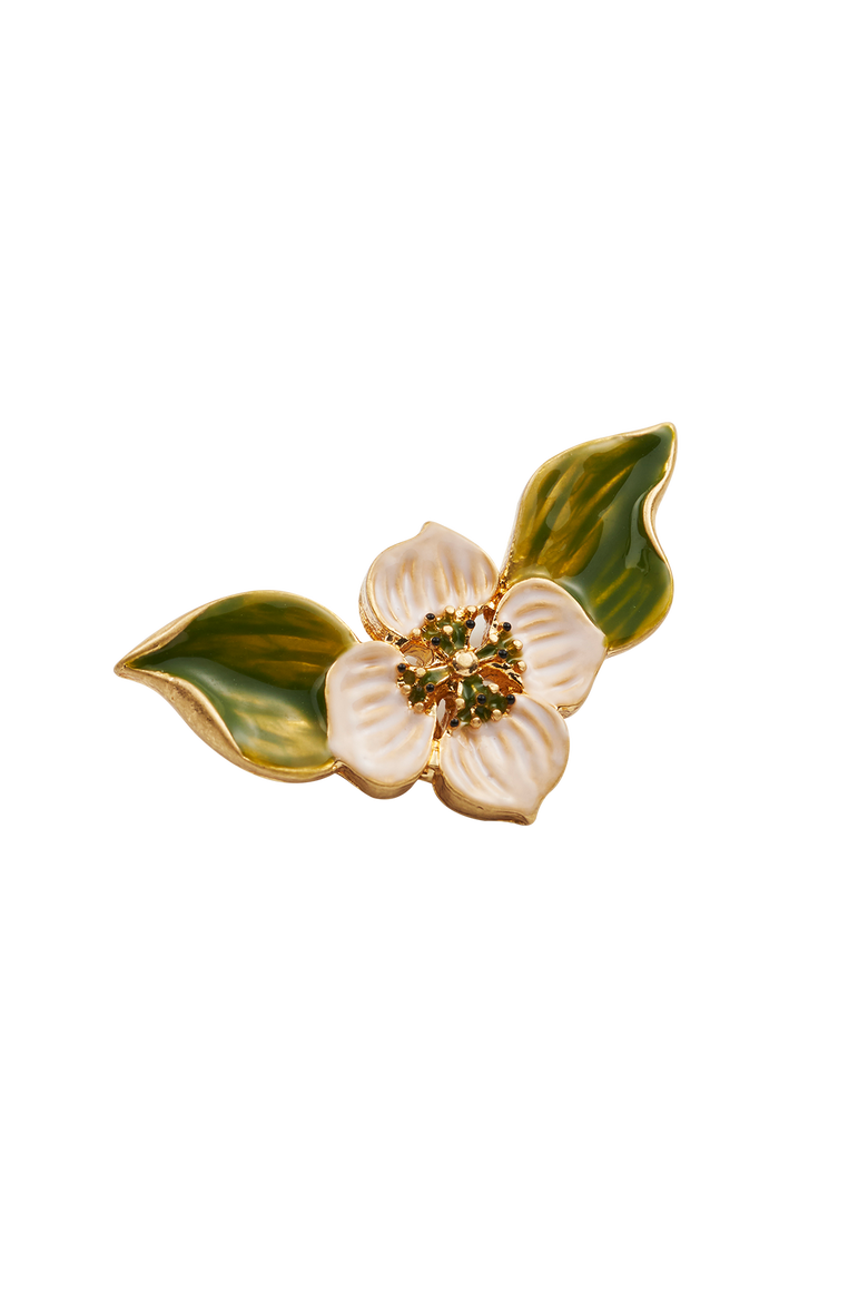 Poppy Anemone Enamel Brooch, Alternate, color, Gold