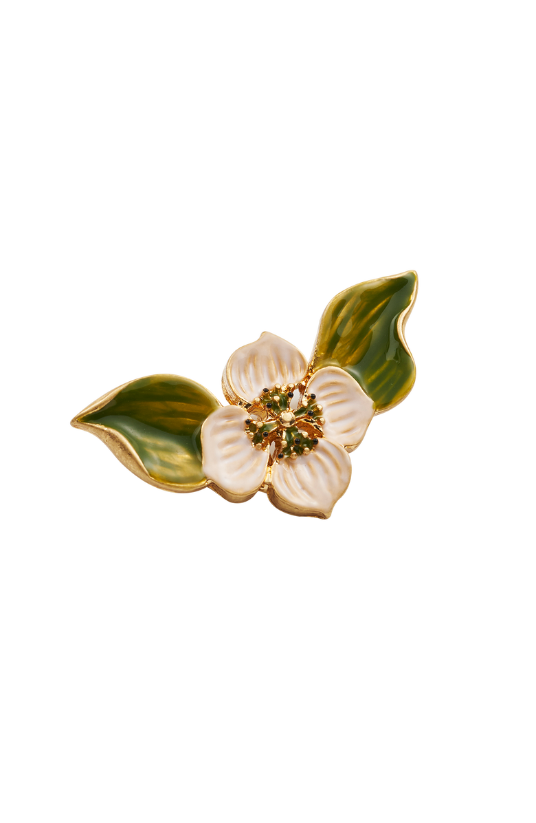 Fable England Poppy Anemone Enamel Brooch, Alternate, color, Gold