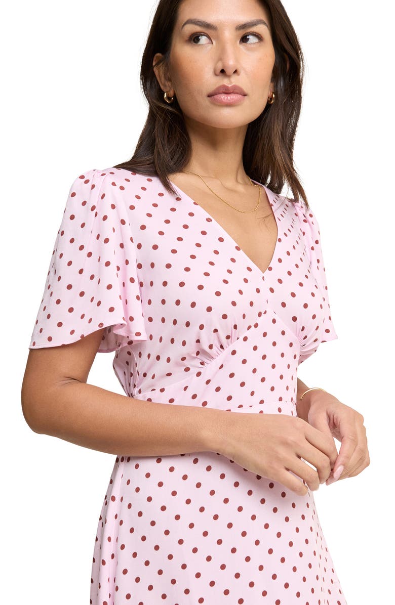 Nobody's Child Atlas Polka Dot Midi Dress, Alternate, color, Pink