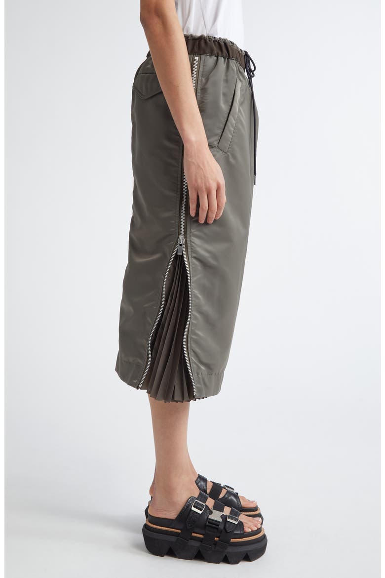 Insulated Nylon Twill Midi Skirt, Alternate, color, TAUPE 550