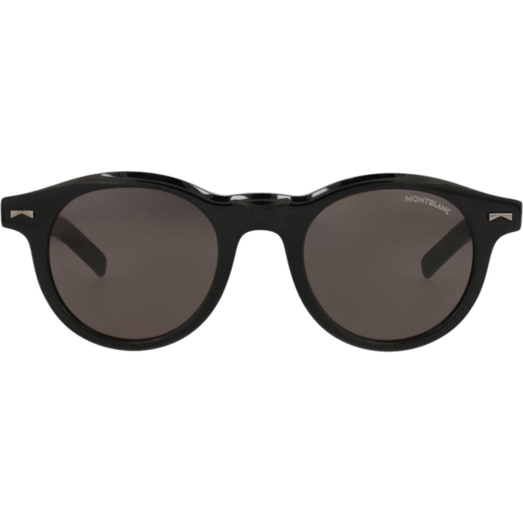 Montblanc 49mm Round Sunglasses In Black