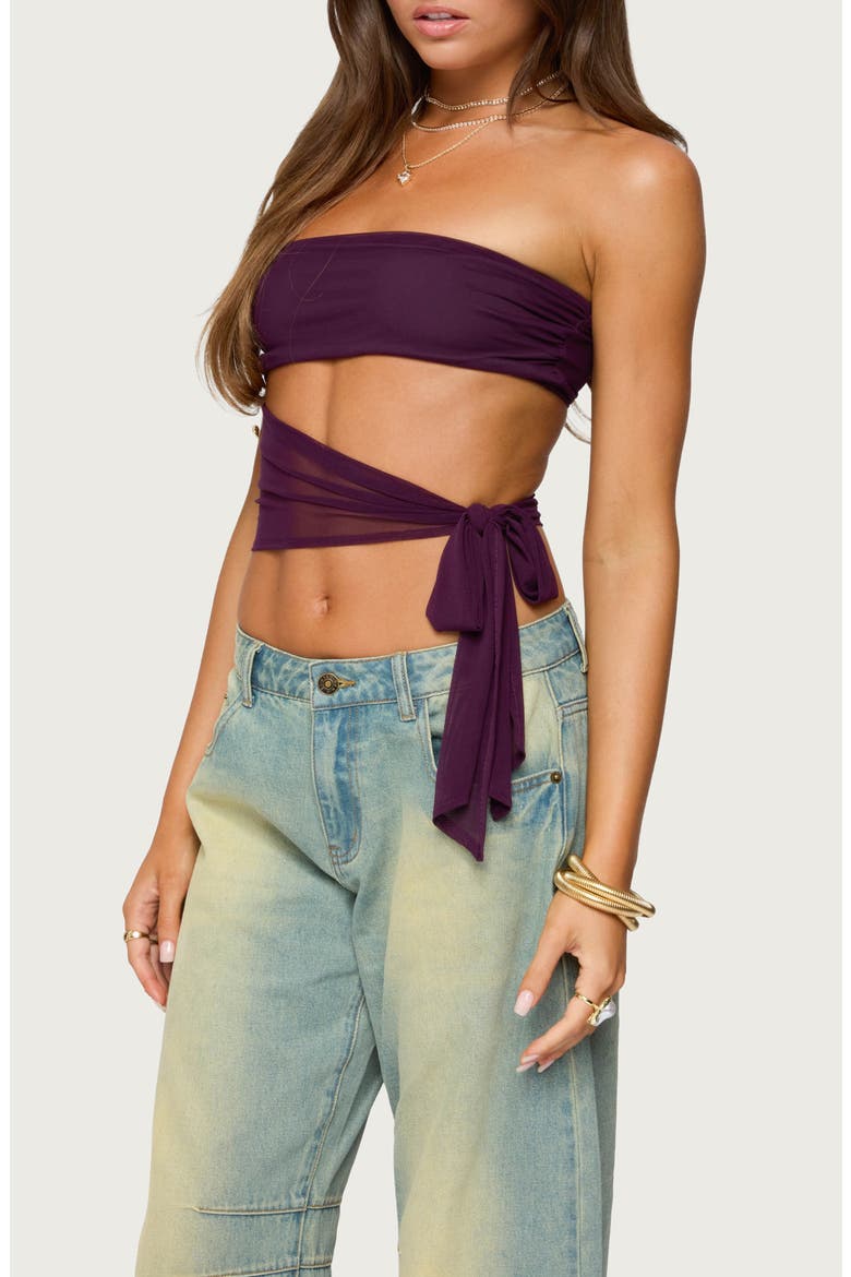 Amaro Strapless Side Tie Cutout Top, Alternate, color, PURPLE