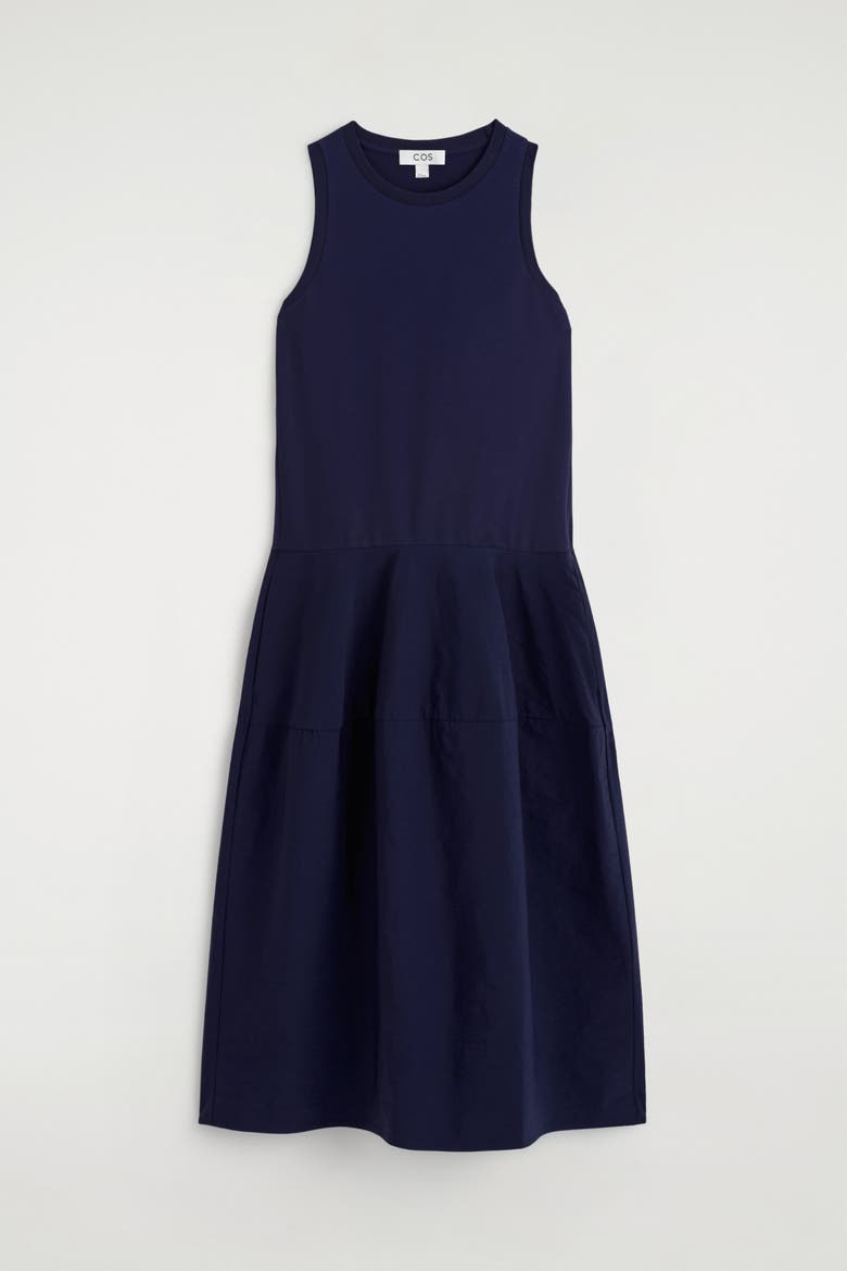Paneled Sleeveless Midi Dress, Alternate, color, NAVY