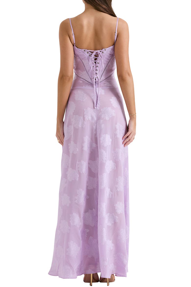 Seren Blush Sheer Lace-Up Back Gown, Alternate, color, ORCHID BLOOM