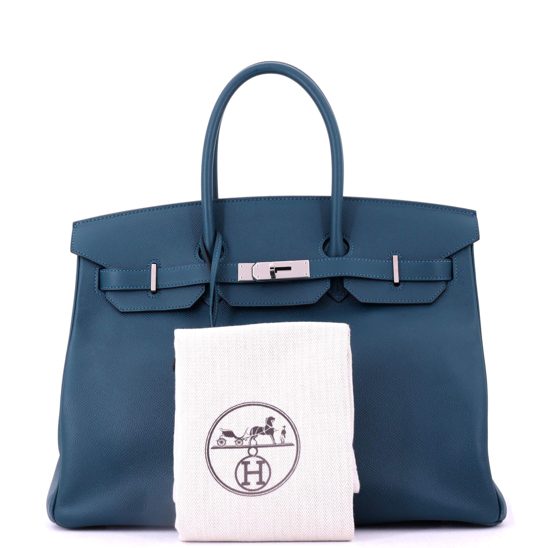 Pre-Owned Hermes Birkin Handbag Blue Epsom with Palladium Hardware 35, Alternate, color, 