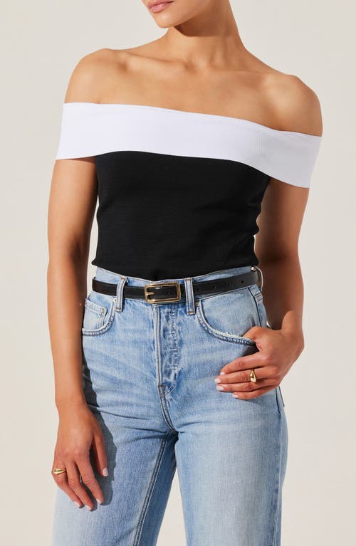 Astr The Label Rochelle Off The Shoulder Sweater In Black White