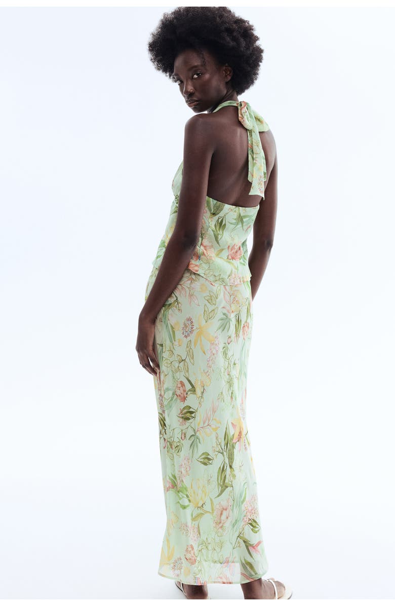 H&M Printed Viscose Skirt, Alternate, color, Light Green/Floral