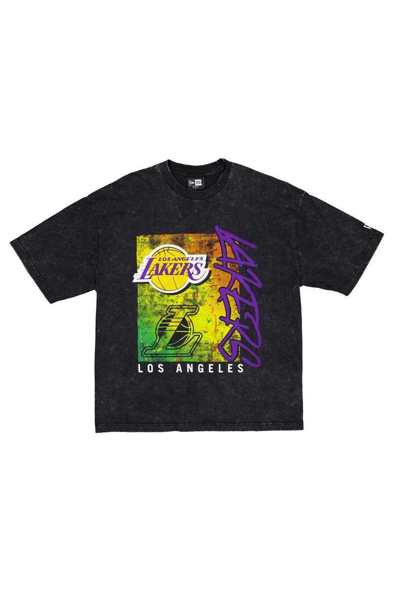 Men's New Era Black Los Angeles Lakers Sport Classics Enzyme Washed T-Shirt, Alternate, color, Black