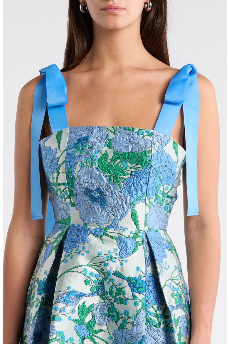 Willa Floral Dina Pleated Midi Dress, Alternate, color, WHITE-BLUE