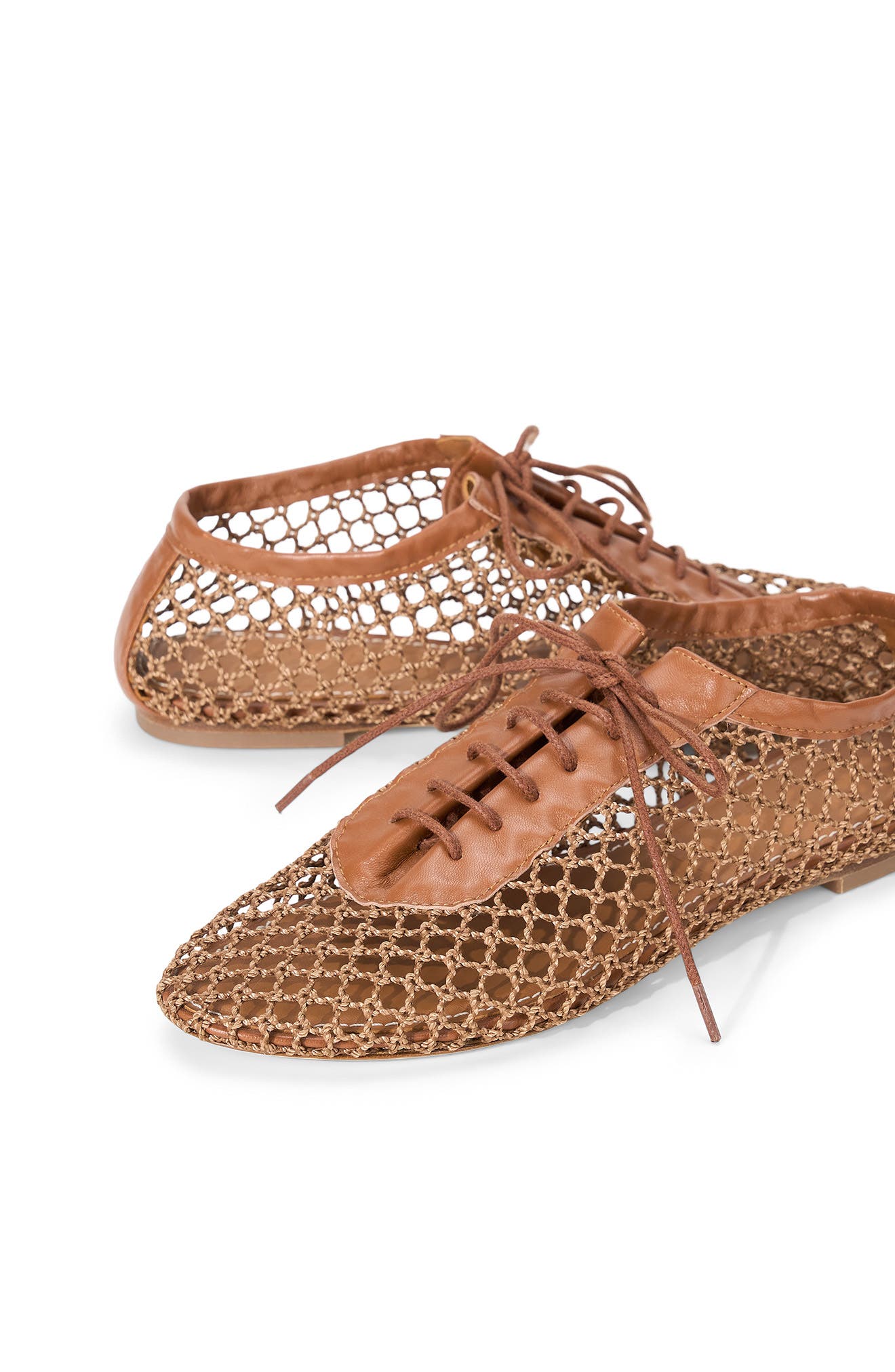 STAUD Kit Lace-Up Flat, Alternate, color, Tan