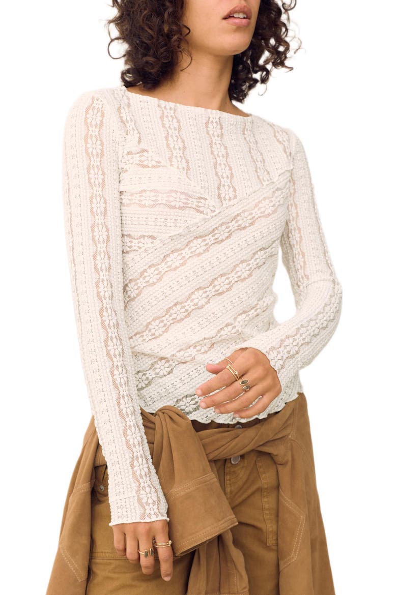 Lace Long Sleeve Top, Main, color, CREAM