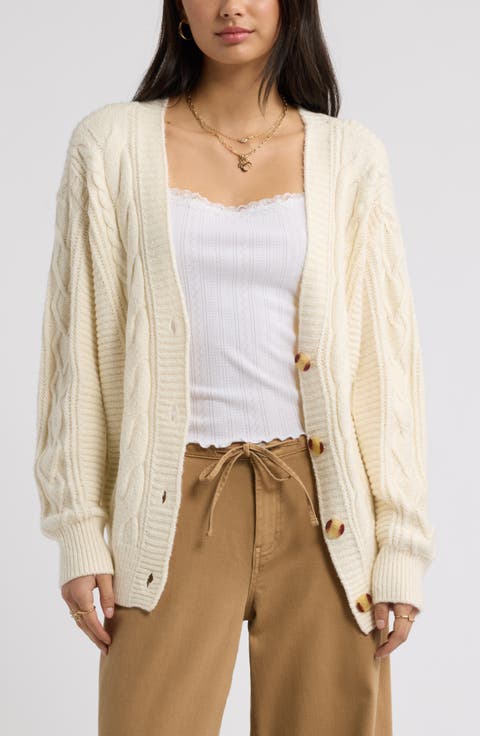 Relaxed Cable Stitch V-Neck Cardigan